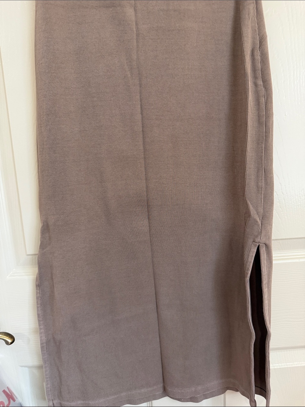 Sleeveless Taupe Midi Dress with Side Slit - Picture 3 of 3